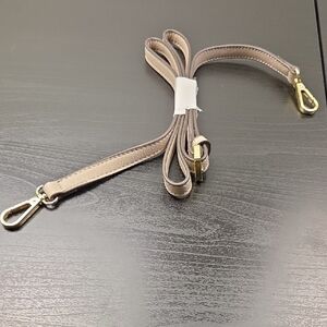 Brown Adjustable Bag Strap with Gold Clasps